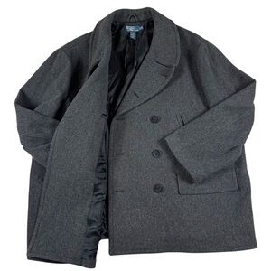 SOLD***Vintage Polo Ralph Lauren Double Breasted Wool Peacoat Charcoal Grey